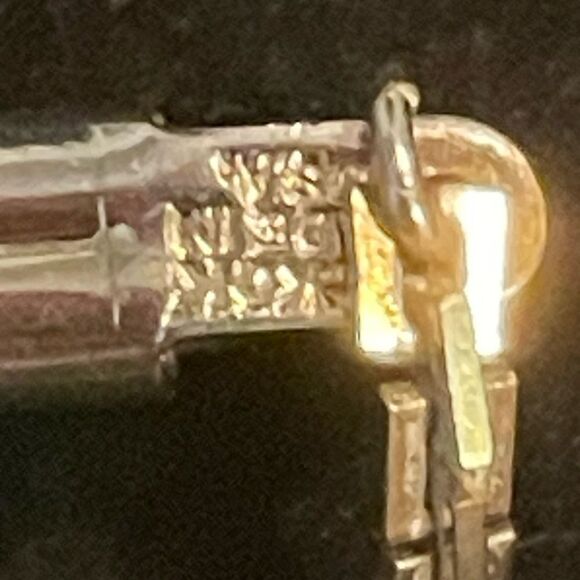 Vintage-1930s-Art Deco Hickok double gold tone tie bar w/Herringbone swag - Picture 9 of 13